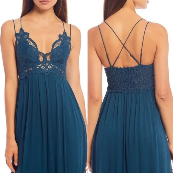 NWOT Free People TEAL Adella Maxi Dress - Picture 3 of 11
